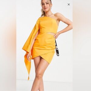 CLOSET CLEAROUT ✨Lavish Alice shoulder cape detail mini dress in orange size 2